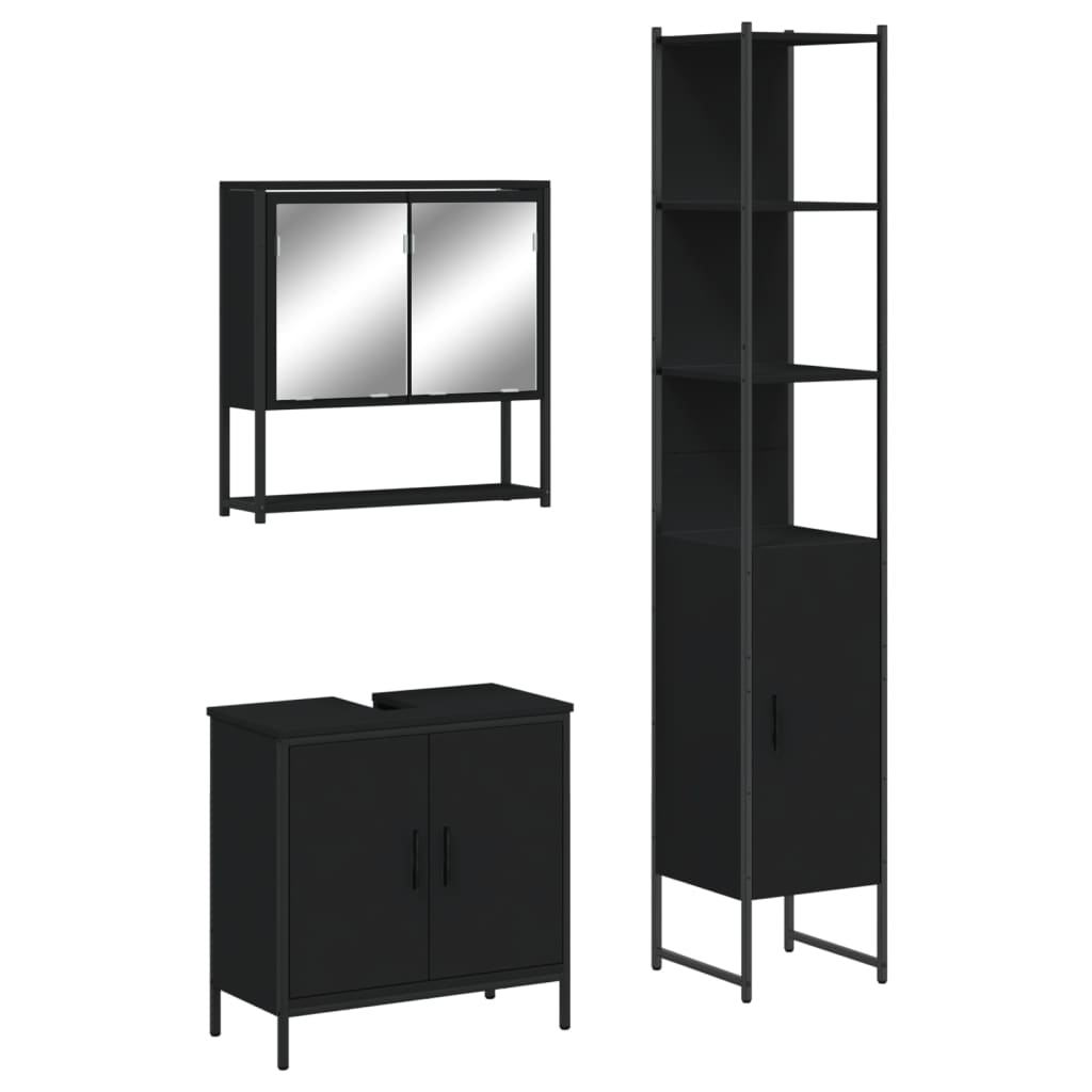 Bathroom Furniture Set Black Engineered Wood Bathroom Furniture Set