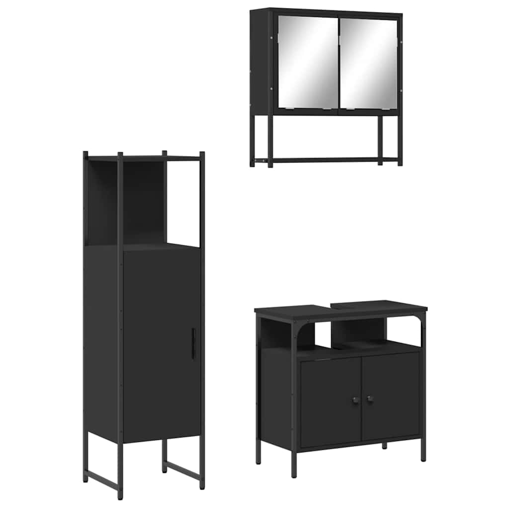 Bathroom Furniture Set Black Engineered wood Medium