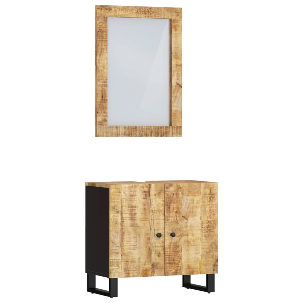 Bathroom Furniture Set Brown Solid mango wood Medium