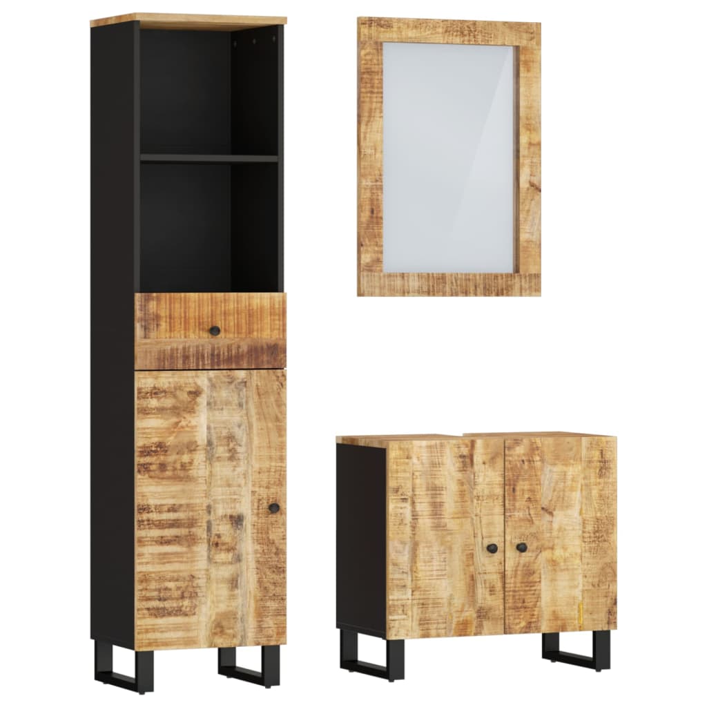 Bathroom Furniture Set Natural Mango Wood Solid Mango Wood Medium