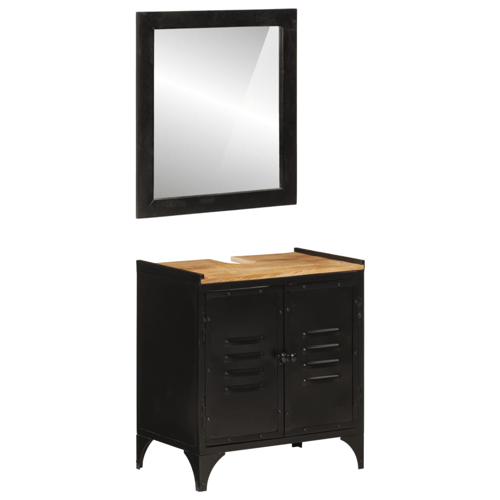 Bathroom Furniture Set Natural wood, Black