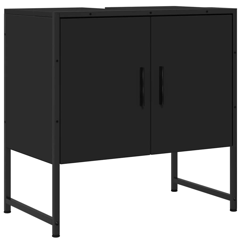 Bathroom Sink Cabinet Black Engineered wood 23.6 in width