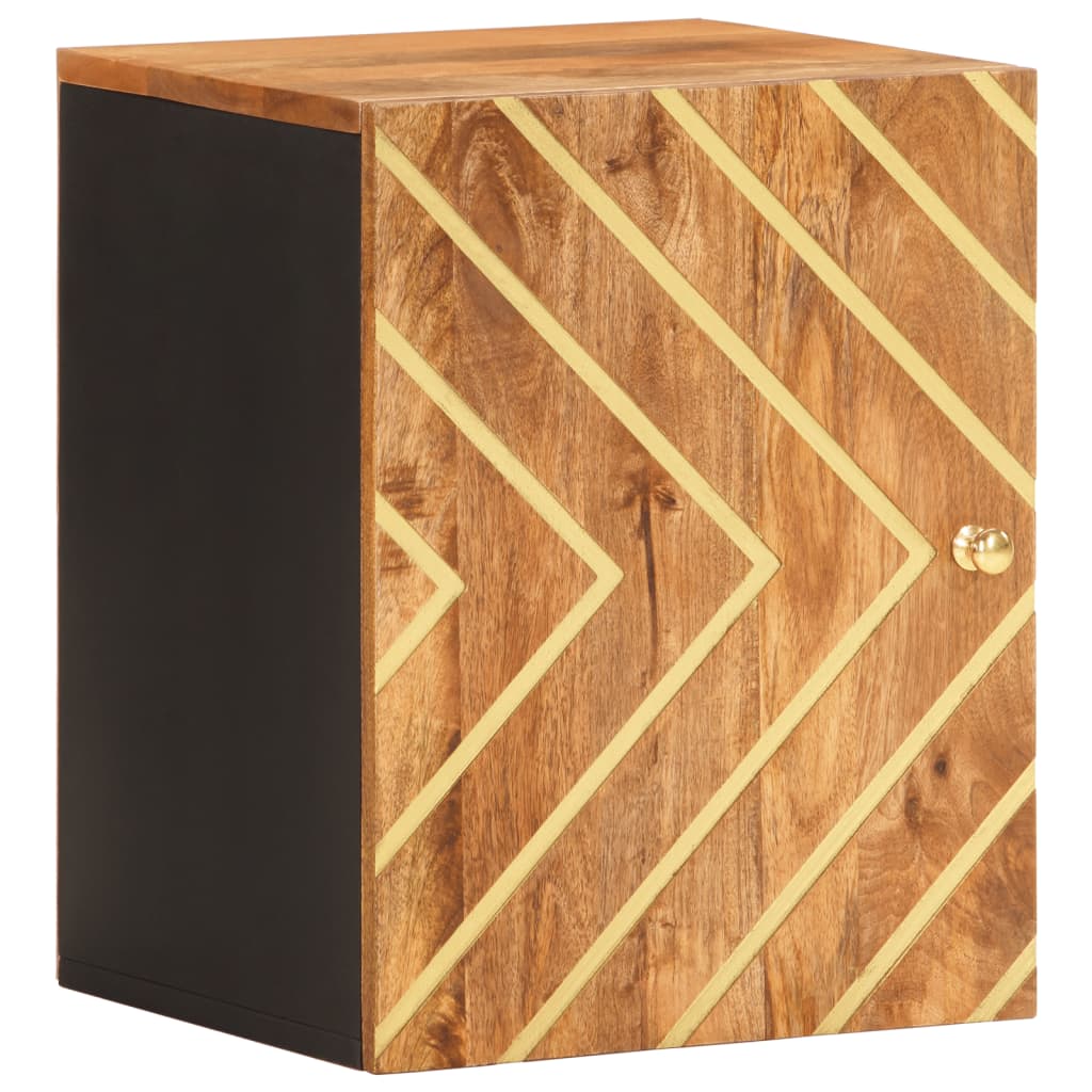 Bathroom Wall Cabinet Brown and Black Solid mango wood and MDF