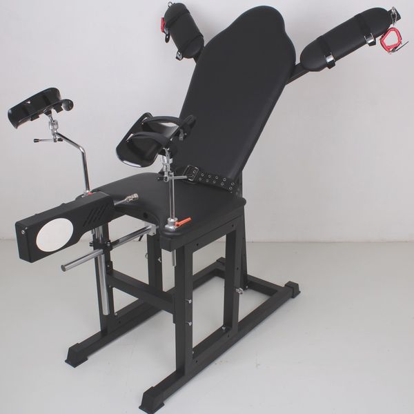 BDSM bondage chair for couples with adjustable restraints and sex toy compatibility