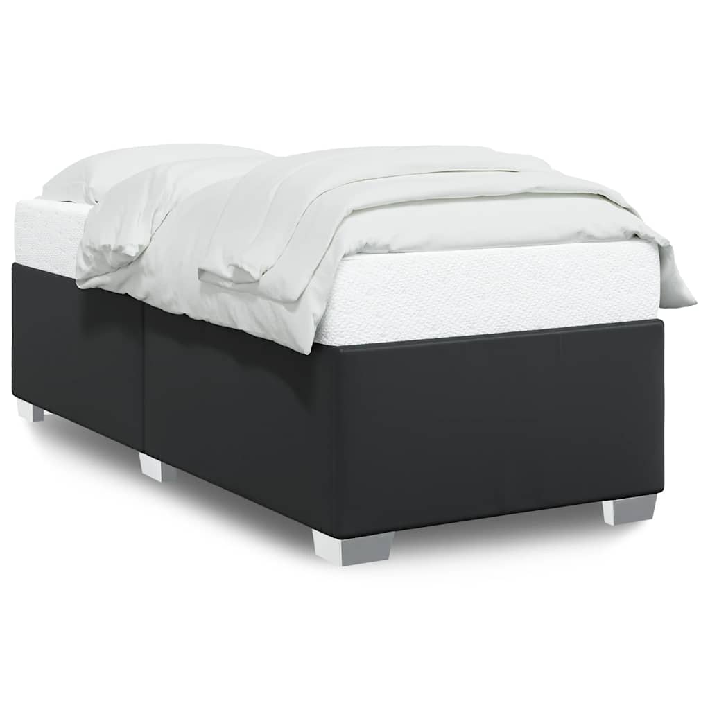 Bed Frame Black Faux leather, engineered wood Twin Modern