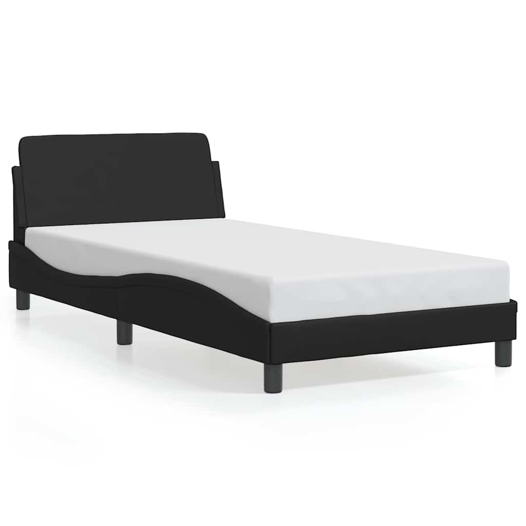 Bed Frame Black Faux leather, metal, plywood, engineered wood Twin