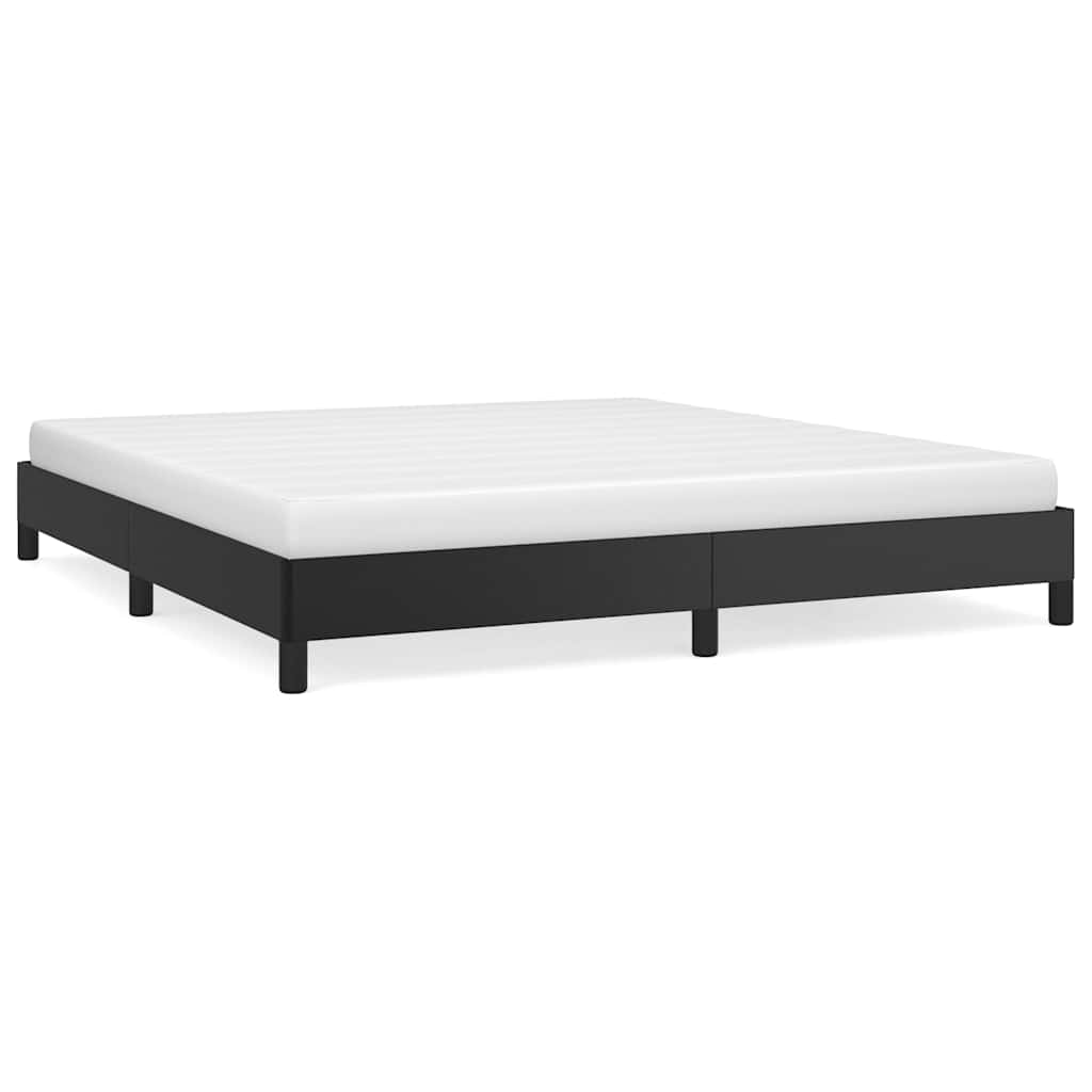 Bed Frame Black Faux leather, plywood, engineered wood King