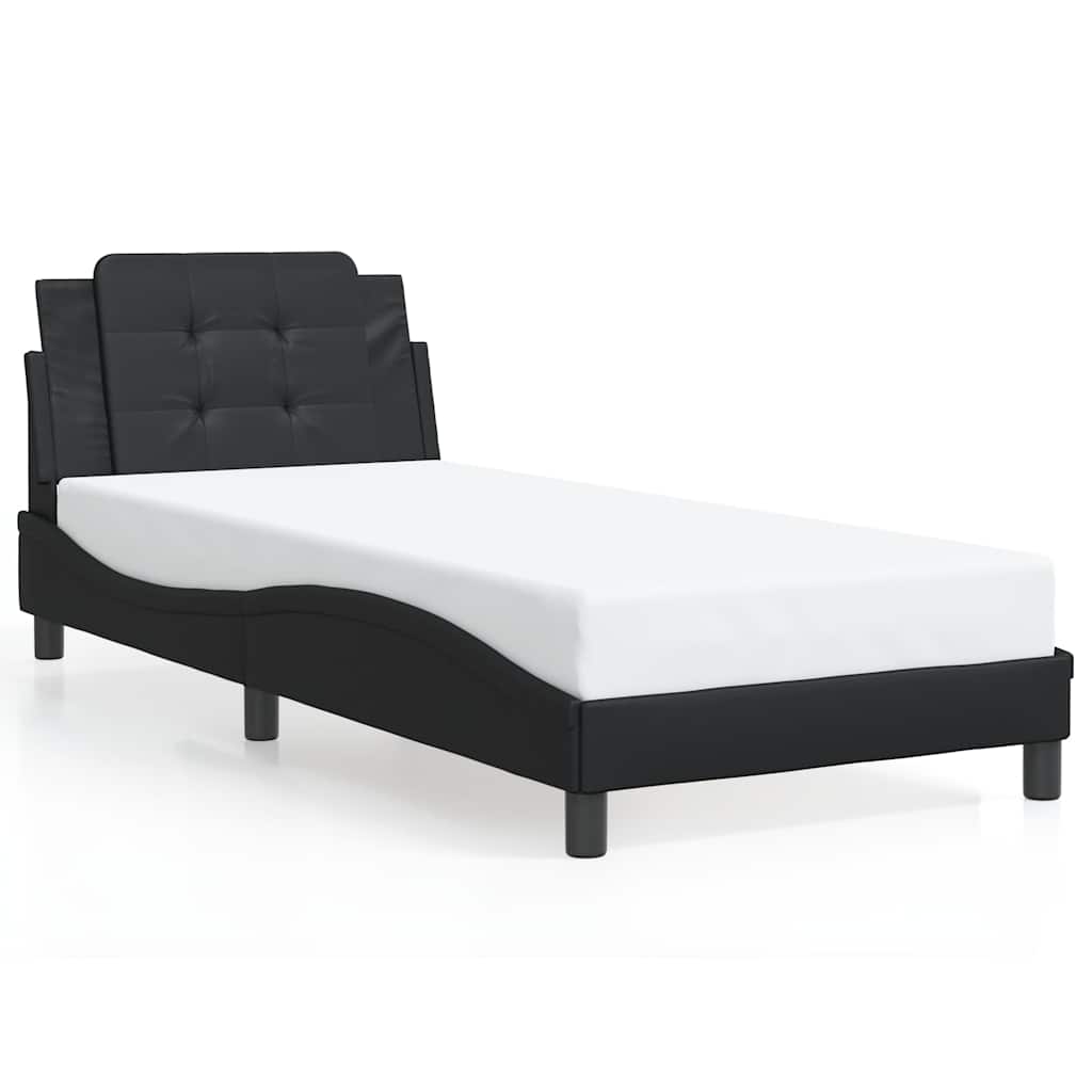 Bed Frame Black Faux leather Single Durable Bed Frame