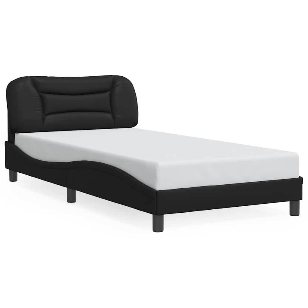 Bed Frame Black Faux leather Twin Bed Frame Rectangular