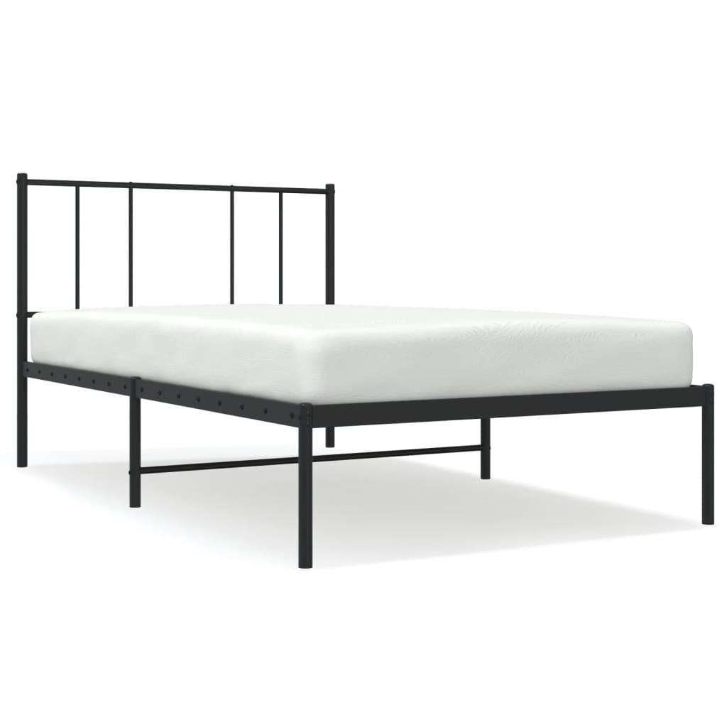 Bed Frame Black Powder-Coated Steel 39.4 x 78.7 in Bed Frame