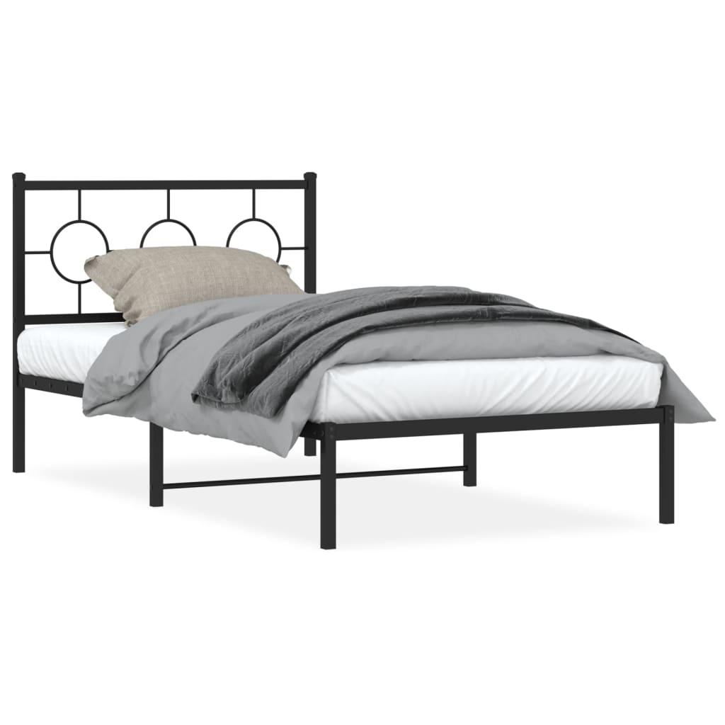 Bed Frame Black Powder-Coated Steel 39.4 x 78.7 in Bed Frame