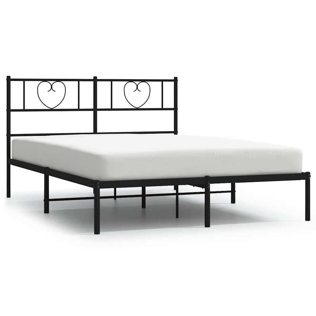Bed Frame Black Powder-Coated Steel 53.1 x 74.8 in Bed Frame