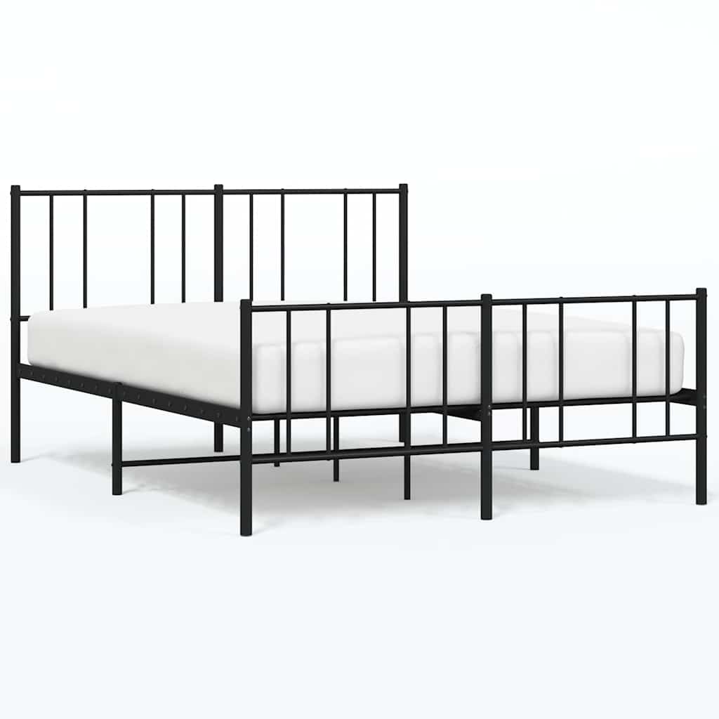 Bed Frame Black Powder-Coated Steel 53.9x74.8 in Bed Frame