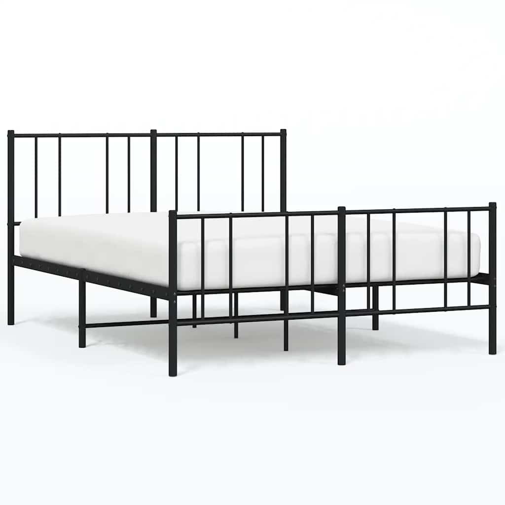 Bed Frame Black Powder-Coated Steel 59 x 79 in King Size