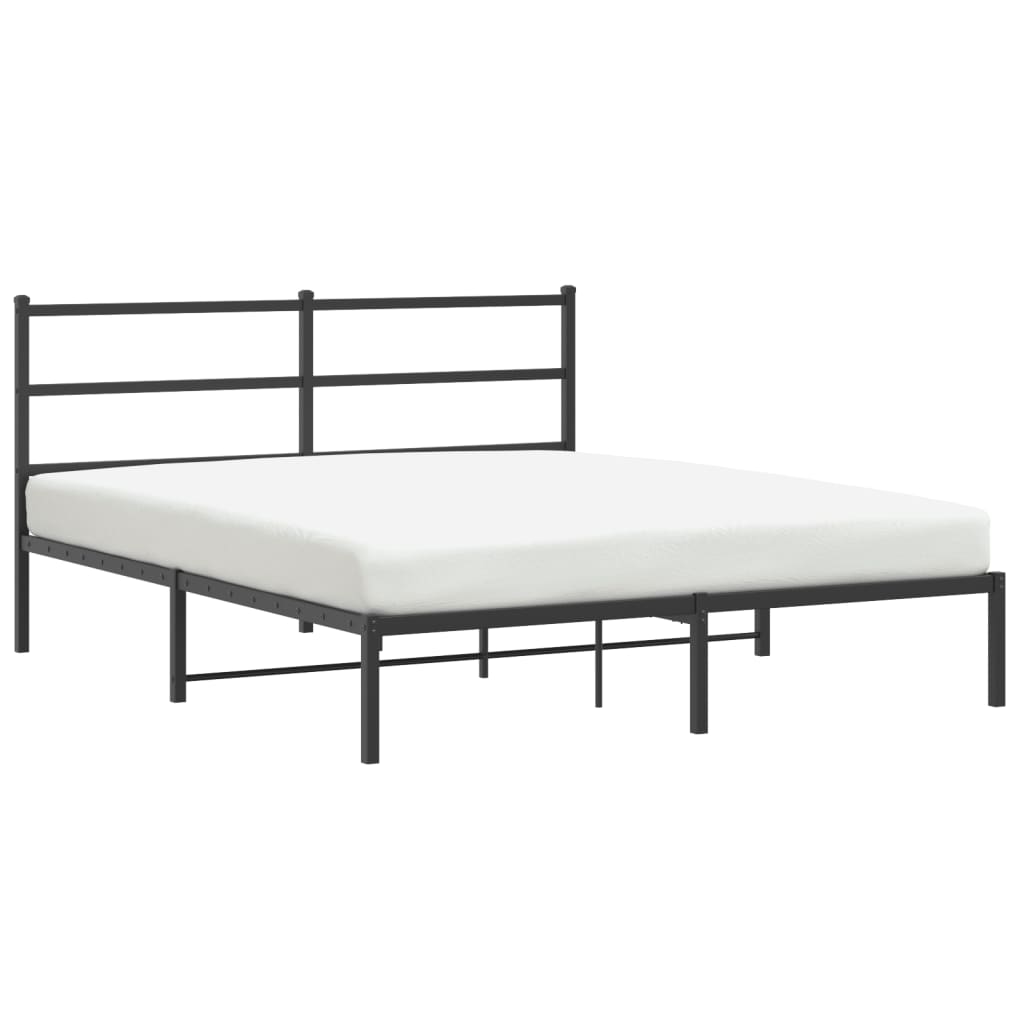 Bed Frame Black Powder-Coated Steel 59x79 in King Size Bed Frame