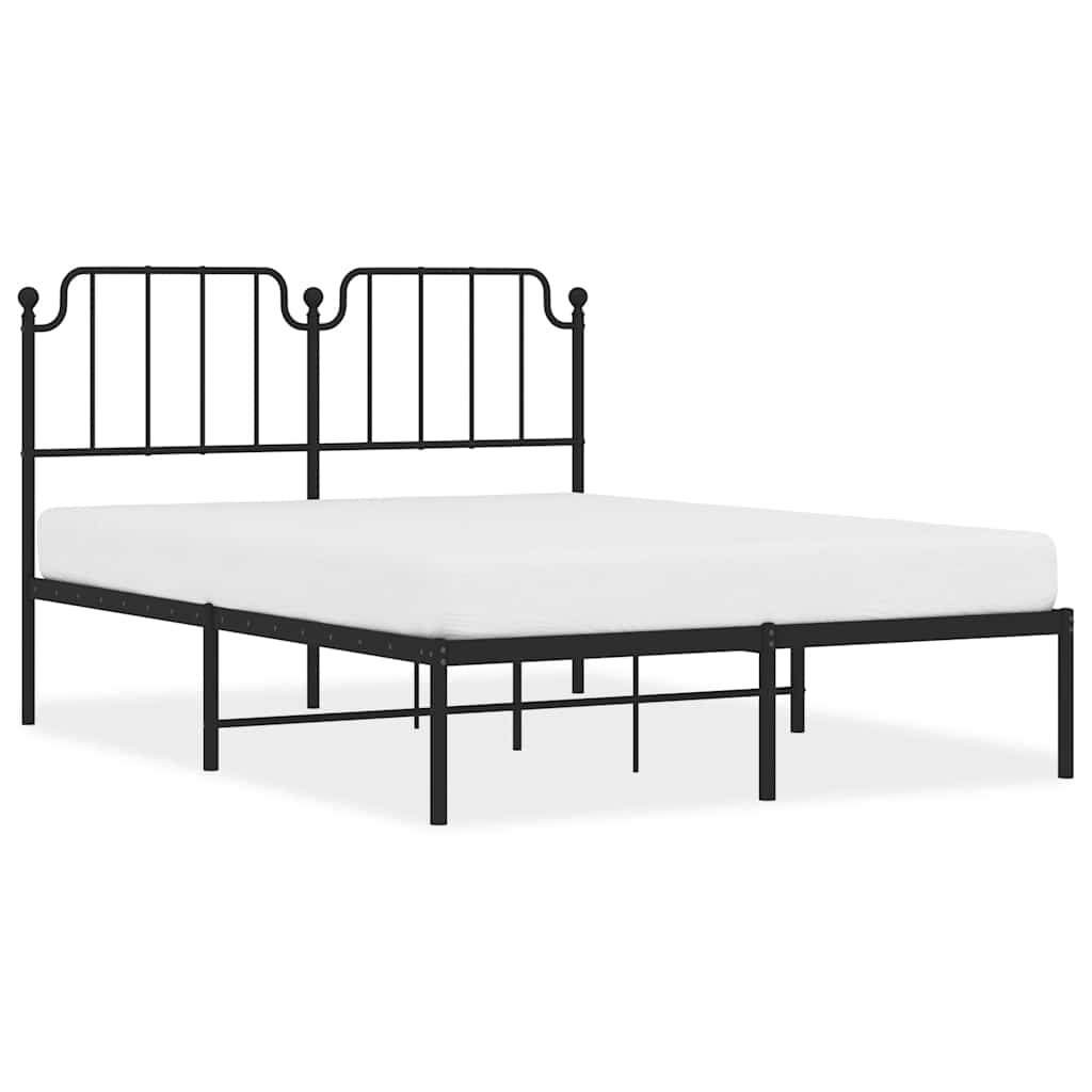 Bed Frame Black Powder-coated Steel 59x79 in King Size Bed Frame