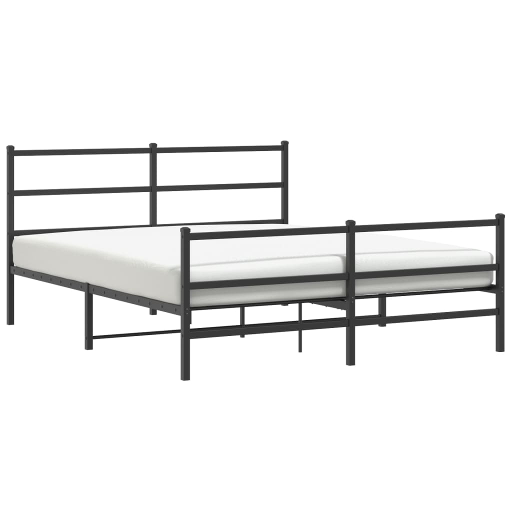 Bed Frame Black Powder-Coated Steel 60x79 in Bed Frame