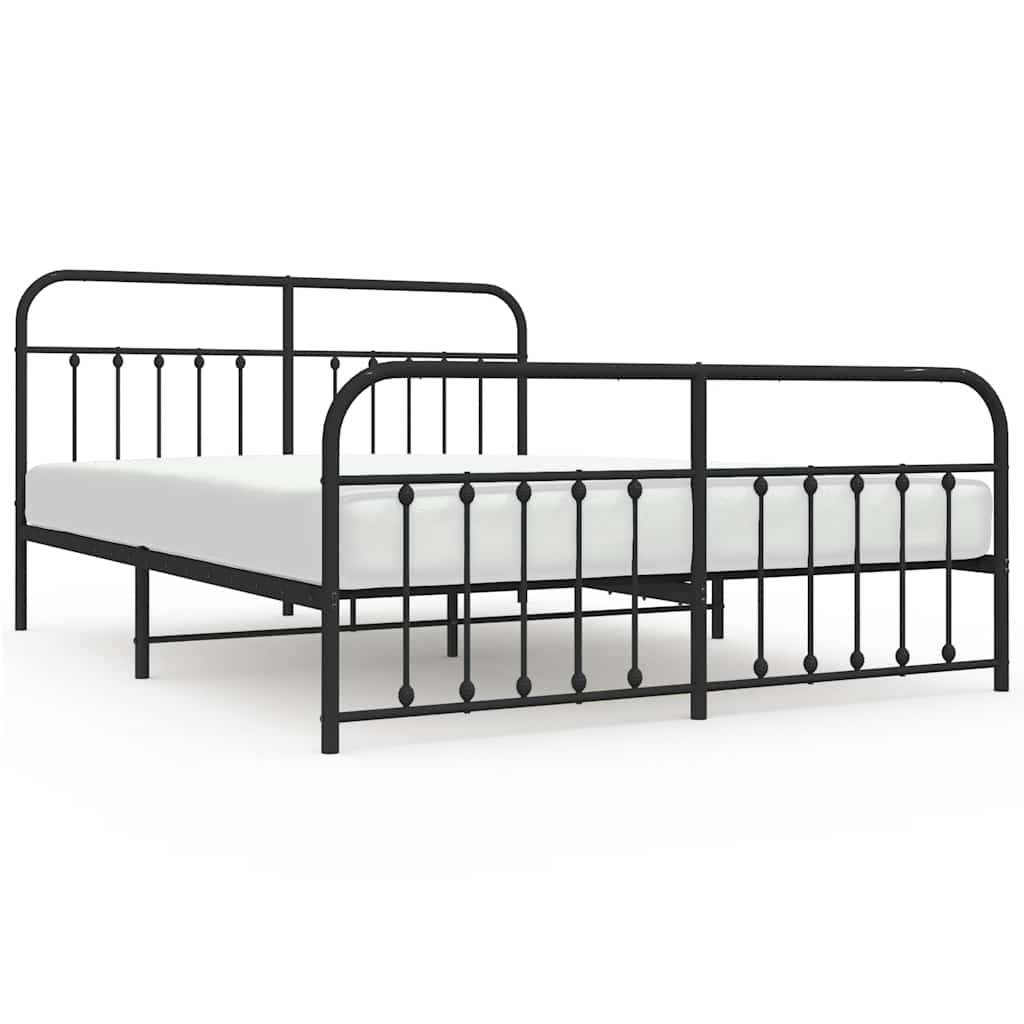 Bed Frame Black Powder-Coated Steel 72 x 83.9 in Bed Frame
