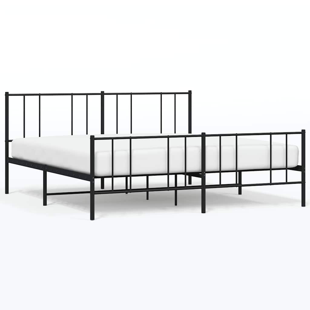 Bed Frame Black Powder-Coated Steel 72 x 84 in Bed Frame