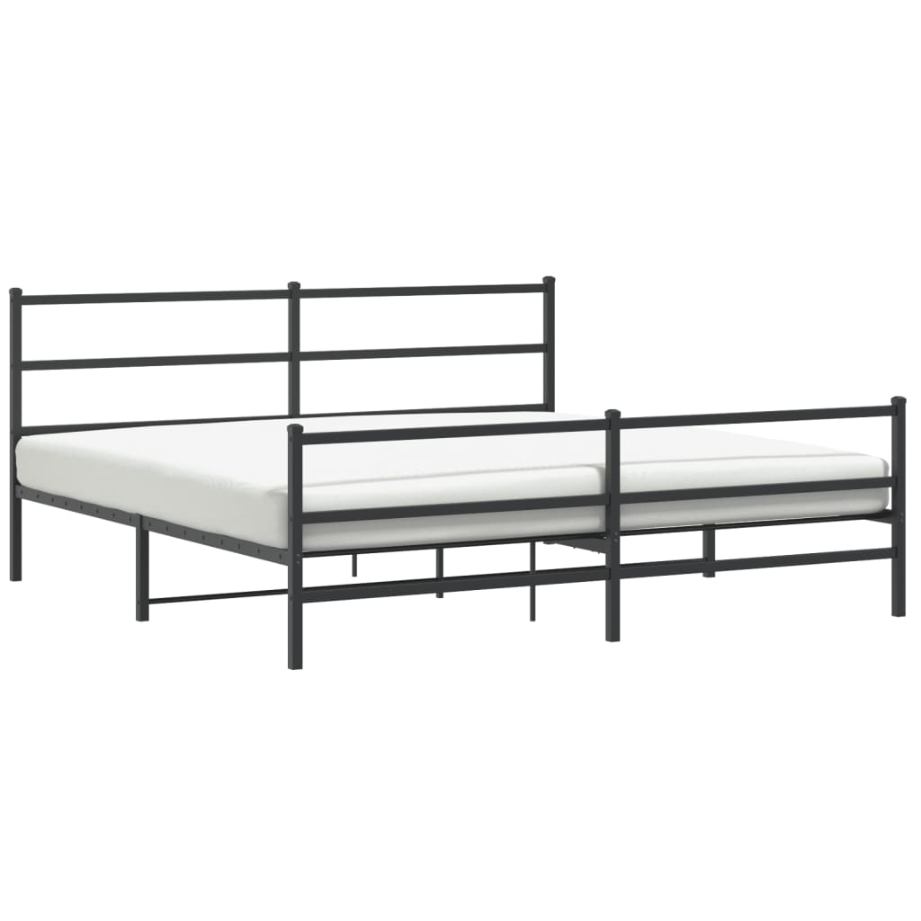 Bed Frame Black Powder-Coated Steel 76 x 79.9 in Bed Frame
