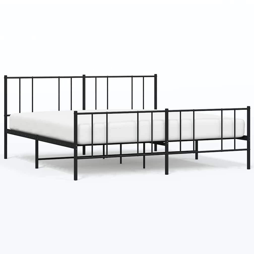 Bed Frame Black Powder-Coated Steel 76 x 80 in Bed Frame