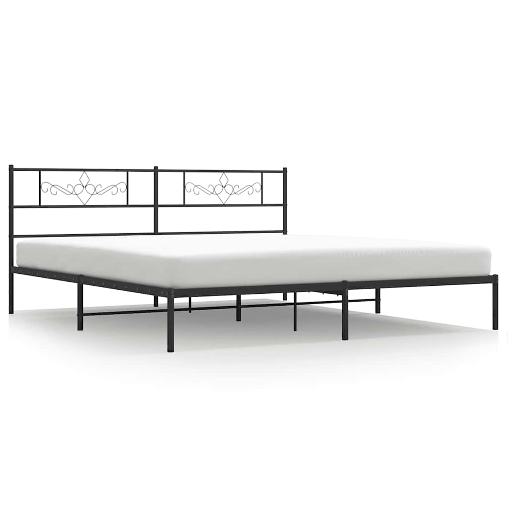 Bed Frame Black Powder-Coated Steel 76 x 80 in Bed Frame