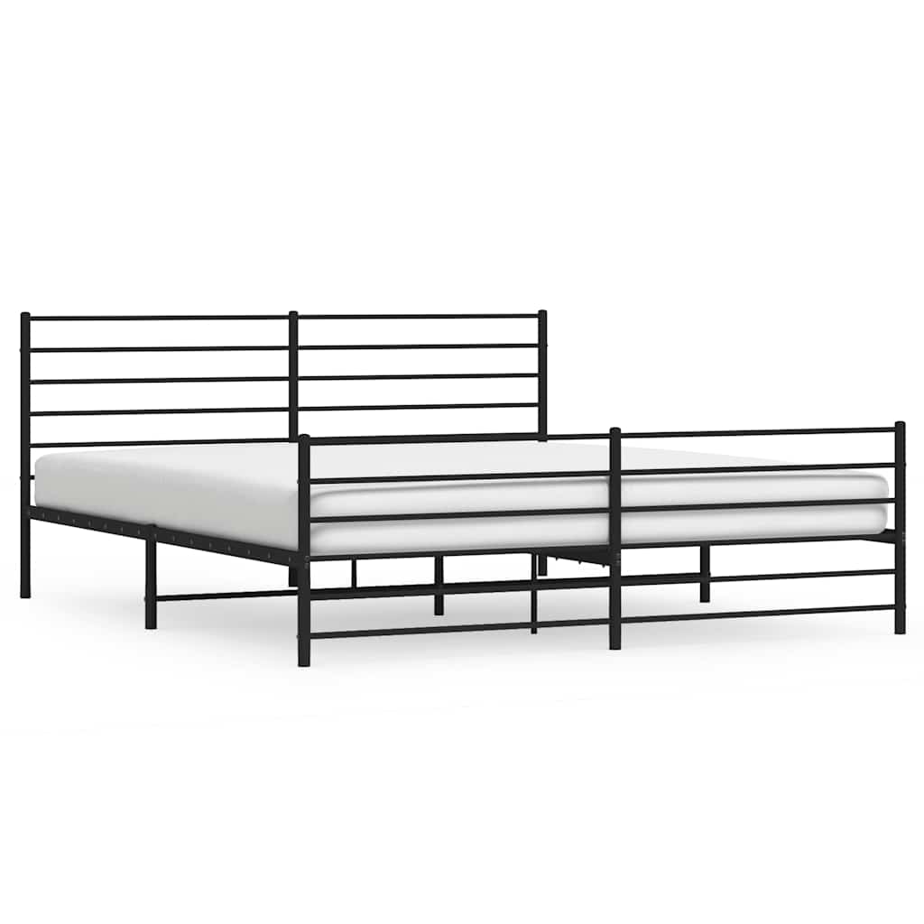 Bed Frame Black Powder-Coated Steel 76x80 in Bed Frame