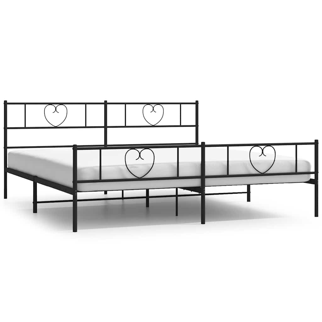 Bed Frame Black Powder-coated Steel Double Bed Frame