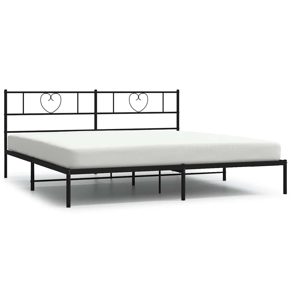Bed Frame Black Powder-Coated Steel Double Bed Frame