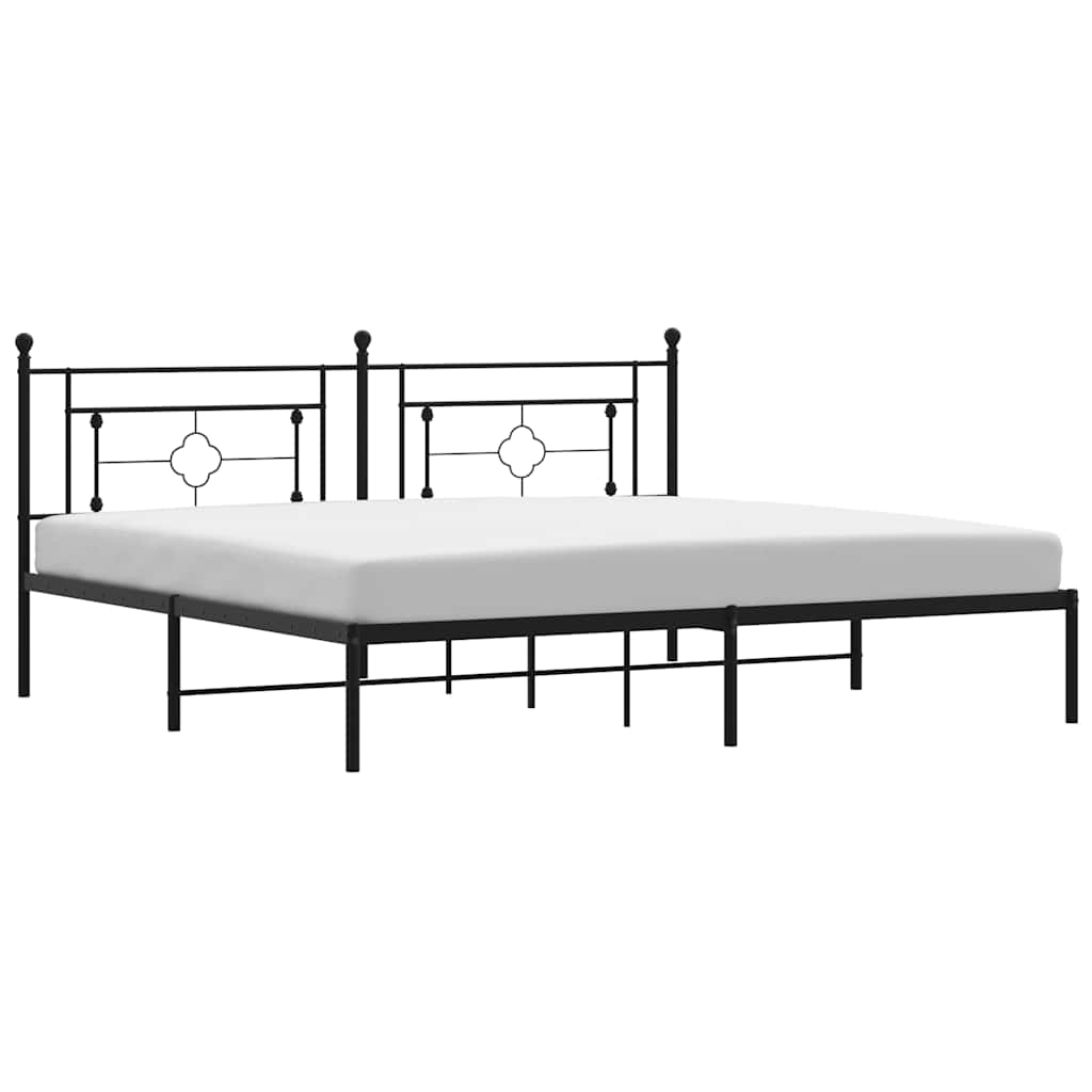 Bed Frame Black Powder-Coated Steel Double Bed Frame