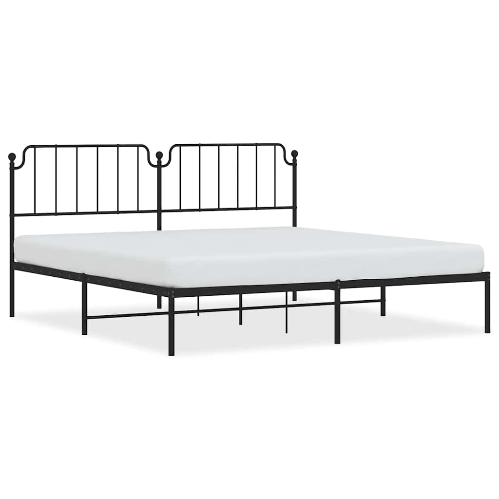 Bed Frame Black Powder-Coated Steel Double Bed Frame