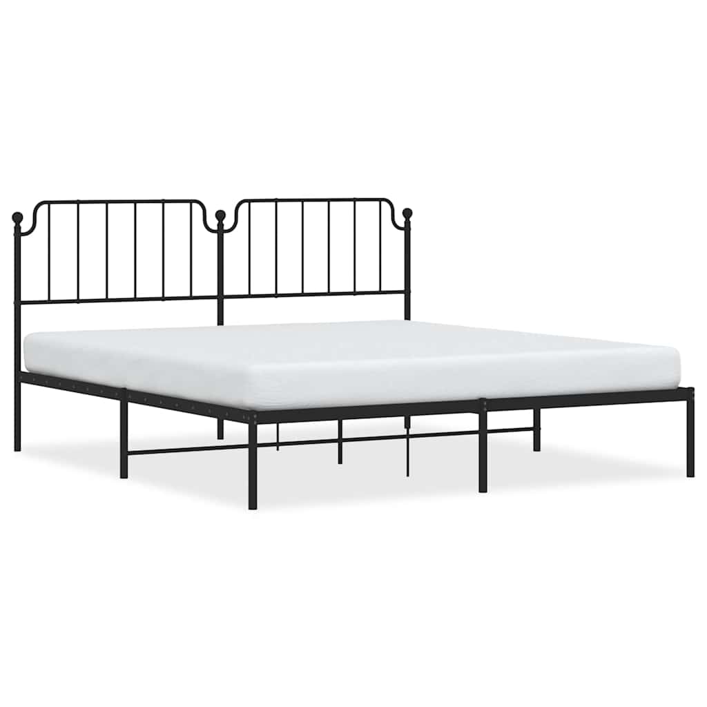 Bed Frame Black Powder-Coated Steel Double Bed Frame