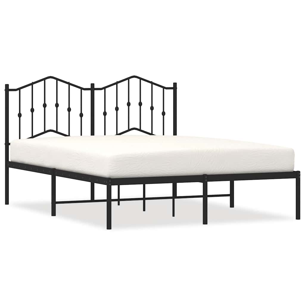 Bed Frame Black Powder-Coated Steel Double Bed Frame
