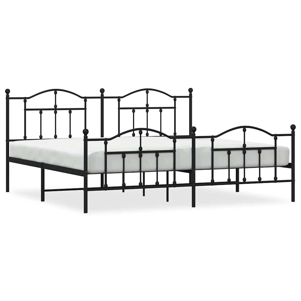 Bed Frame Black Powder-Coated Steel Double Bed Frame
