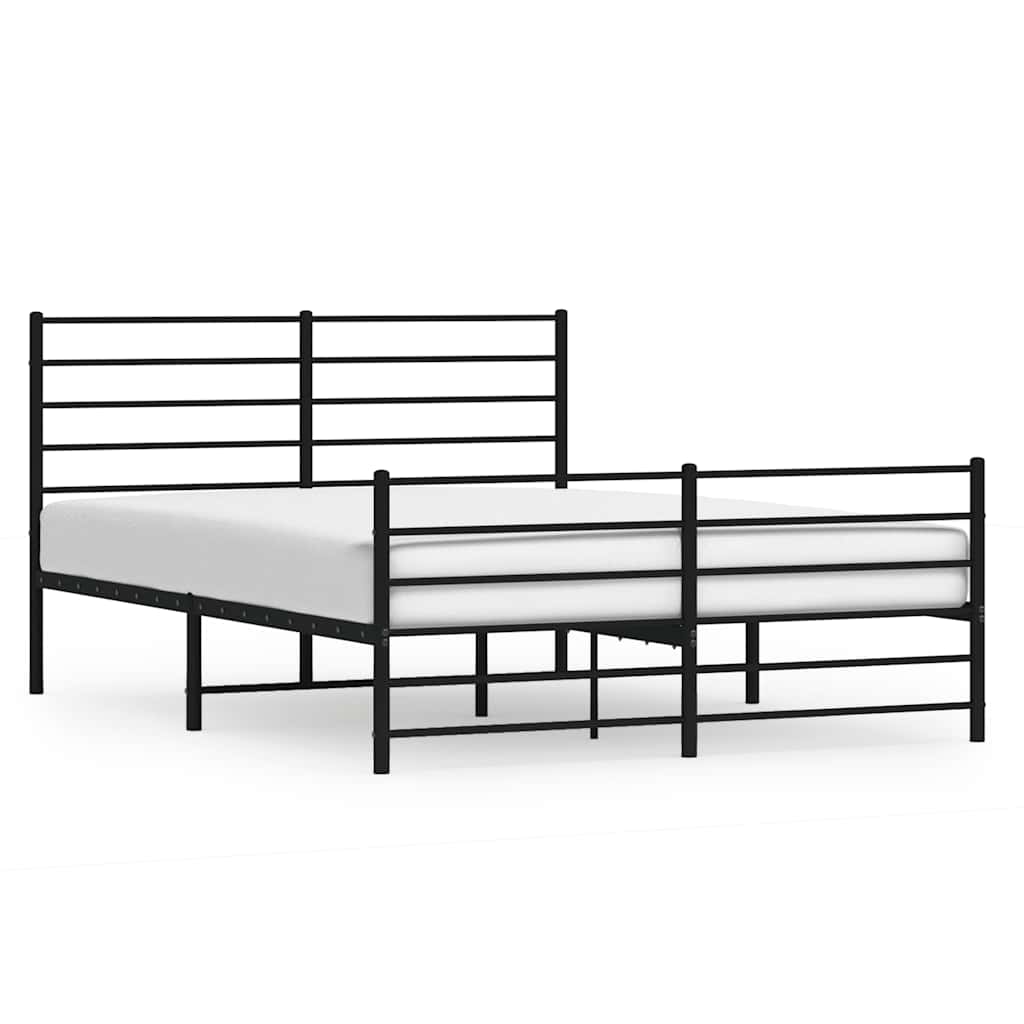 Bed Frame Black Powder-Coated Steel Double Bed Frame