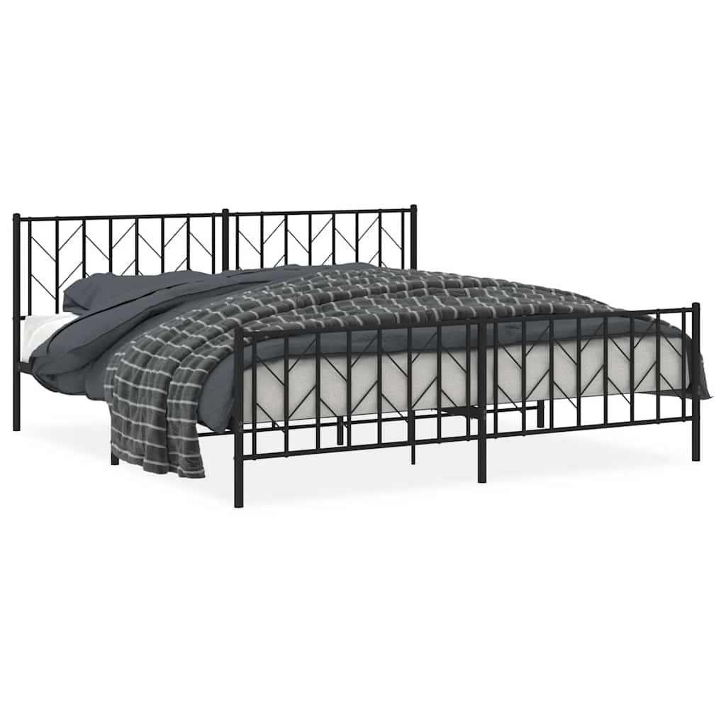 Bed Frame Black Powder-Coated Steel Double Bed Frame