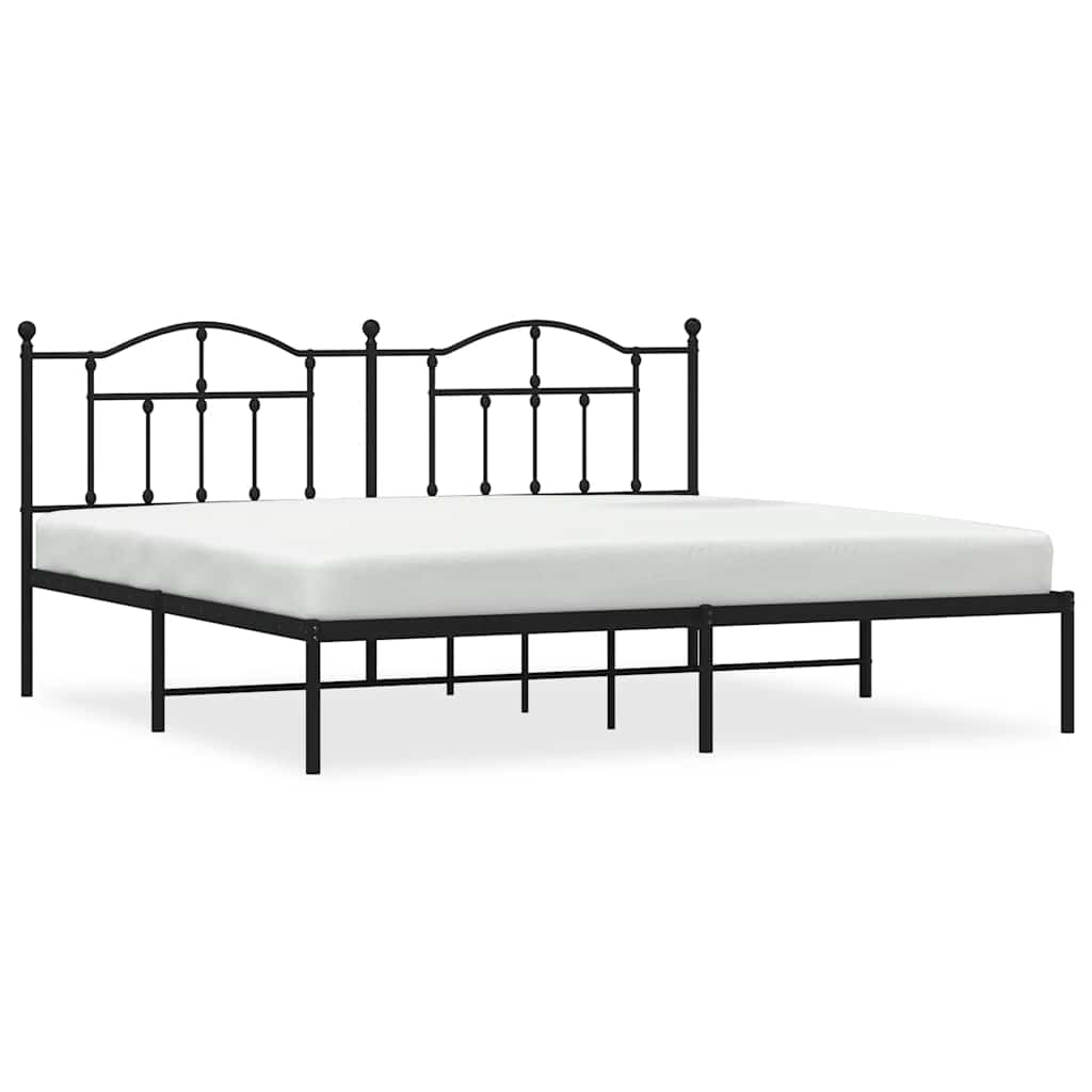 Bed Frame Black Powder-Coated Steel Double Bed Frame