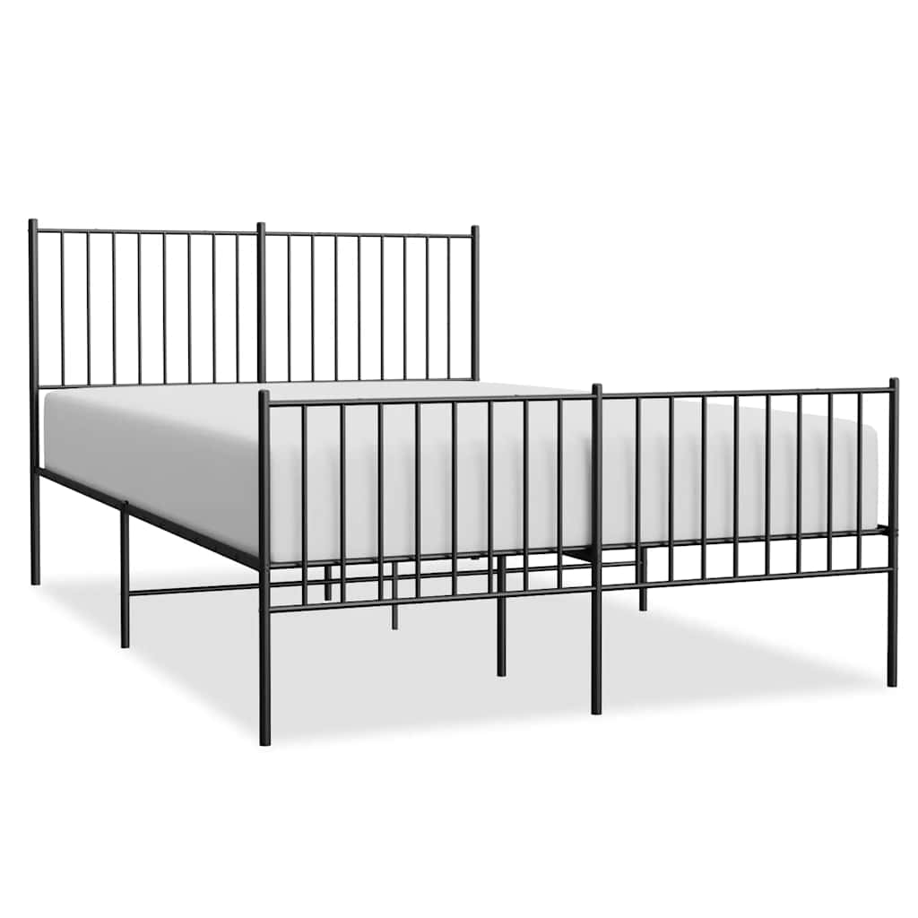 Bed Frame Black Powder-Coated Steel Double Bed Frame