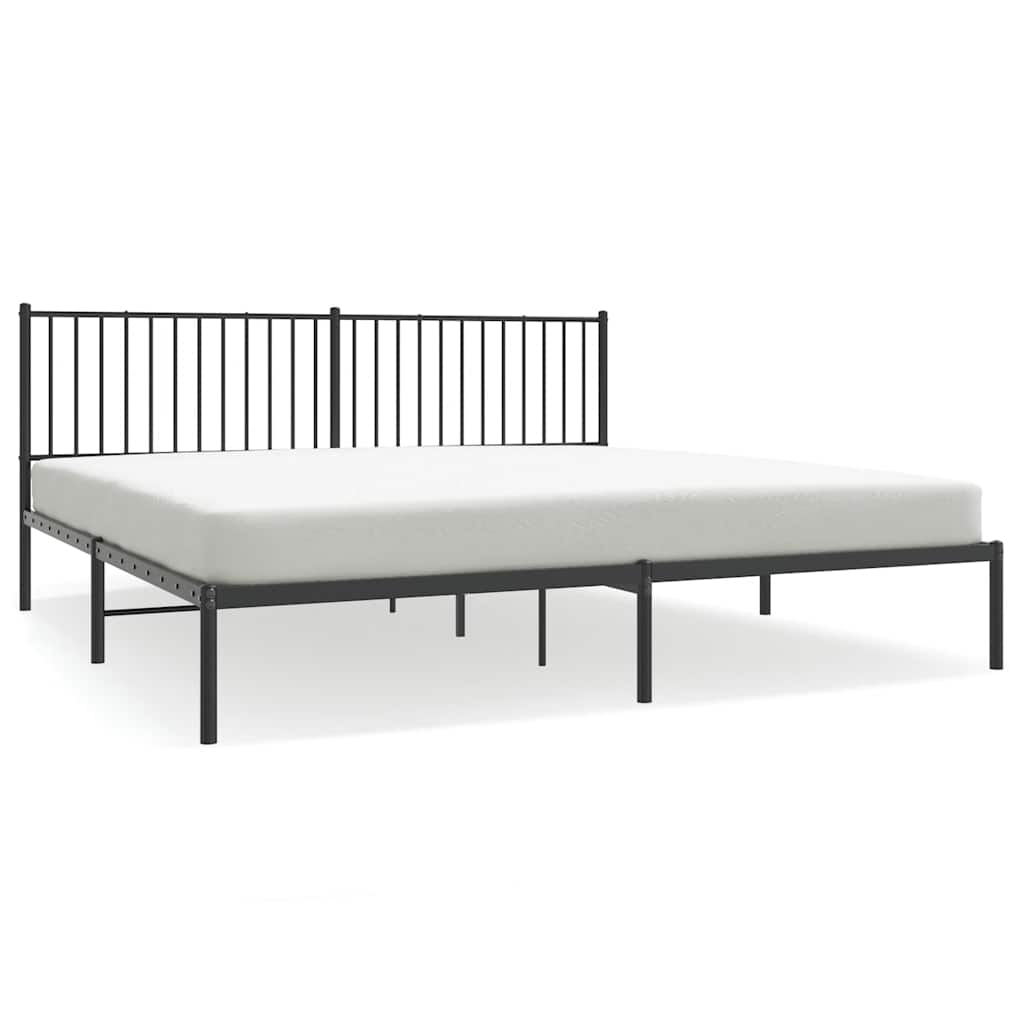Bed Frame Black Powder-Coated Steel Double Bed Frame