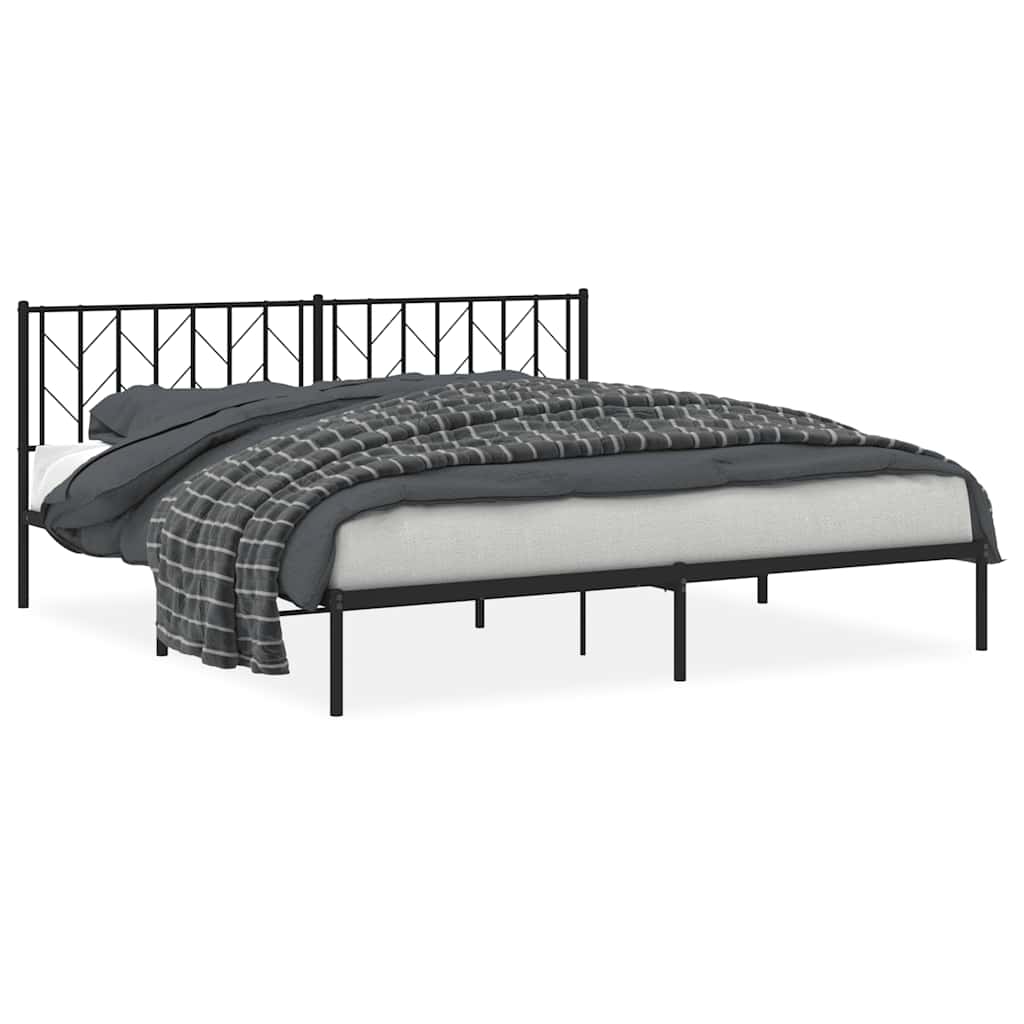 Bed Frame Black Powder-Coated Steel Double Size Bed Frame