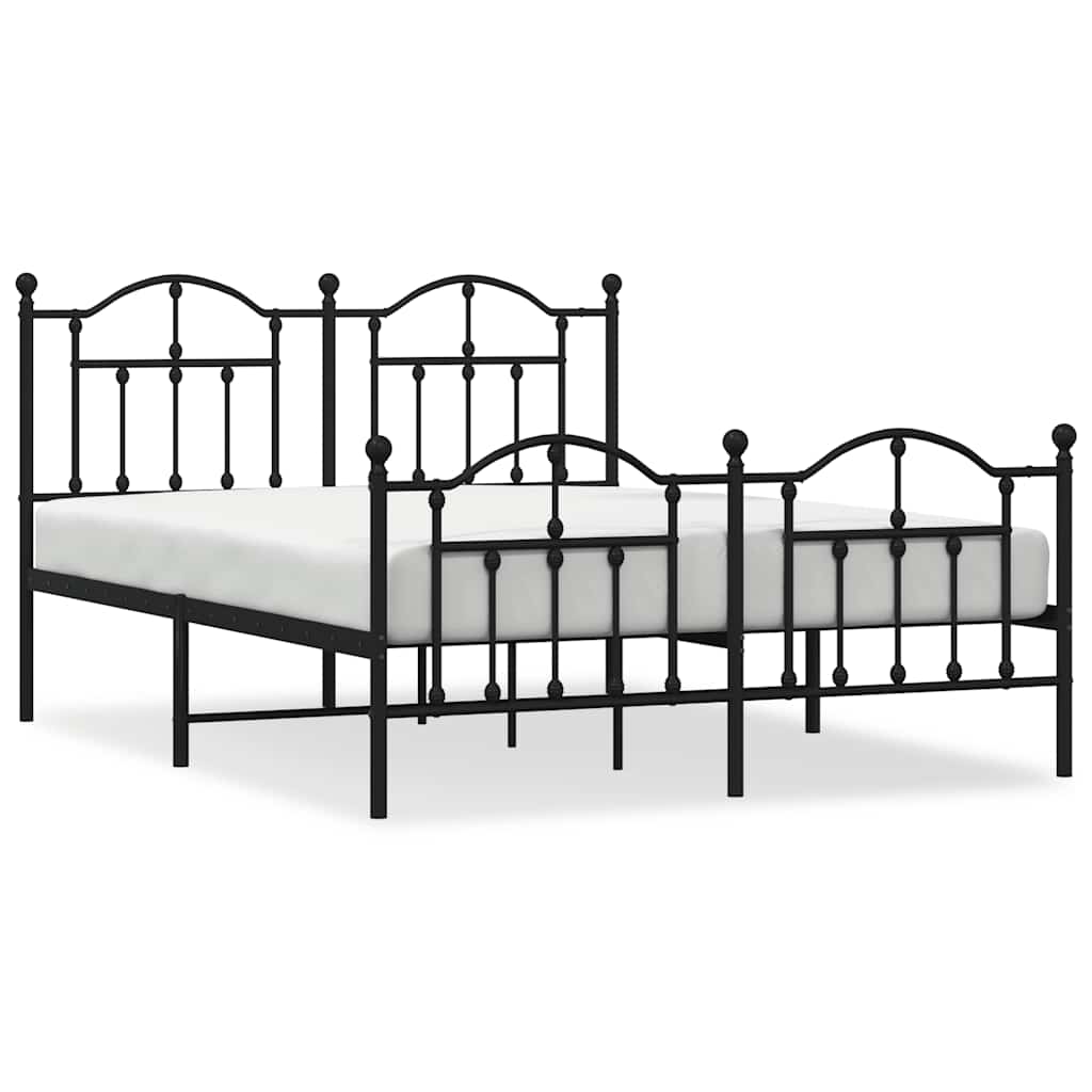 Bed Frame Black Powder-Coated Steel Full Bed Frame Rectangular