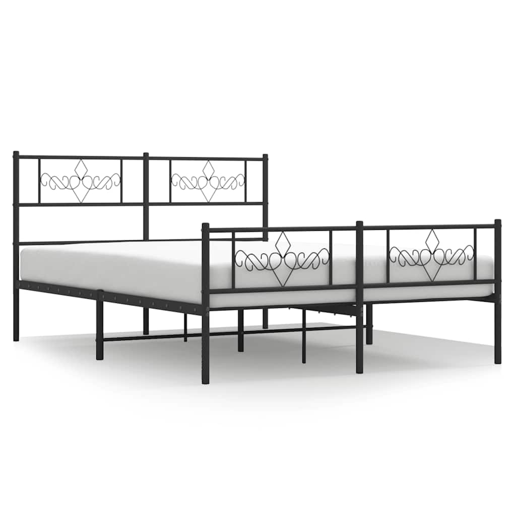 Bed Frame Black Powder-Coated Steel Full Bed Frame Rectangular
