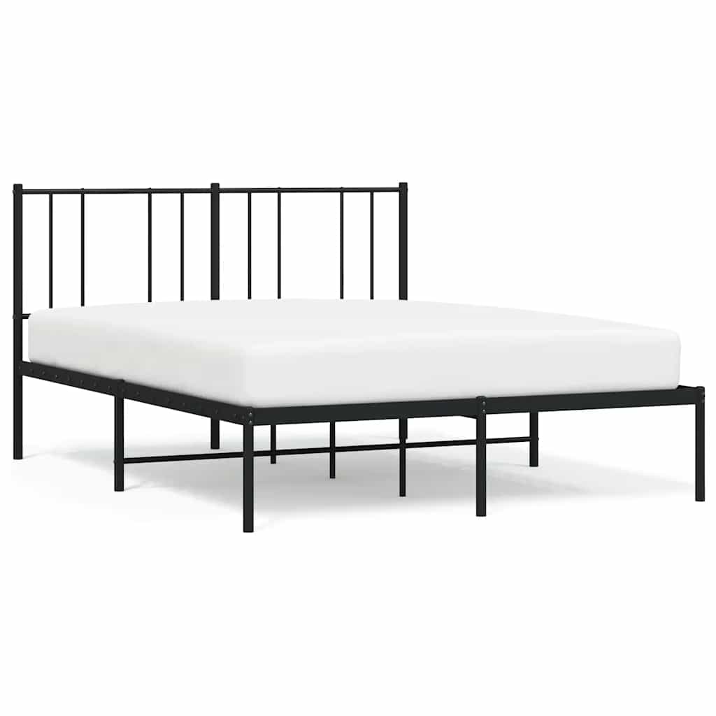 Bed Frame Black Powder-Coated Steel Full Bed Frame Rectangular