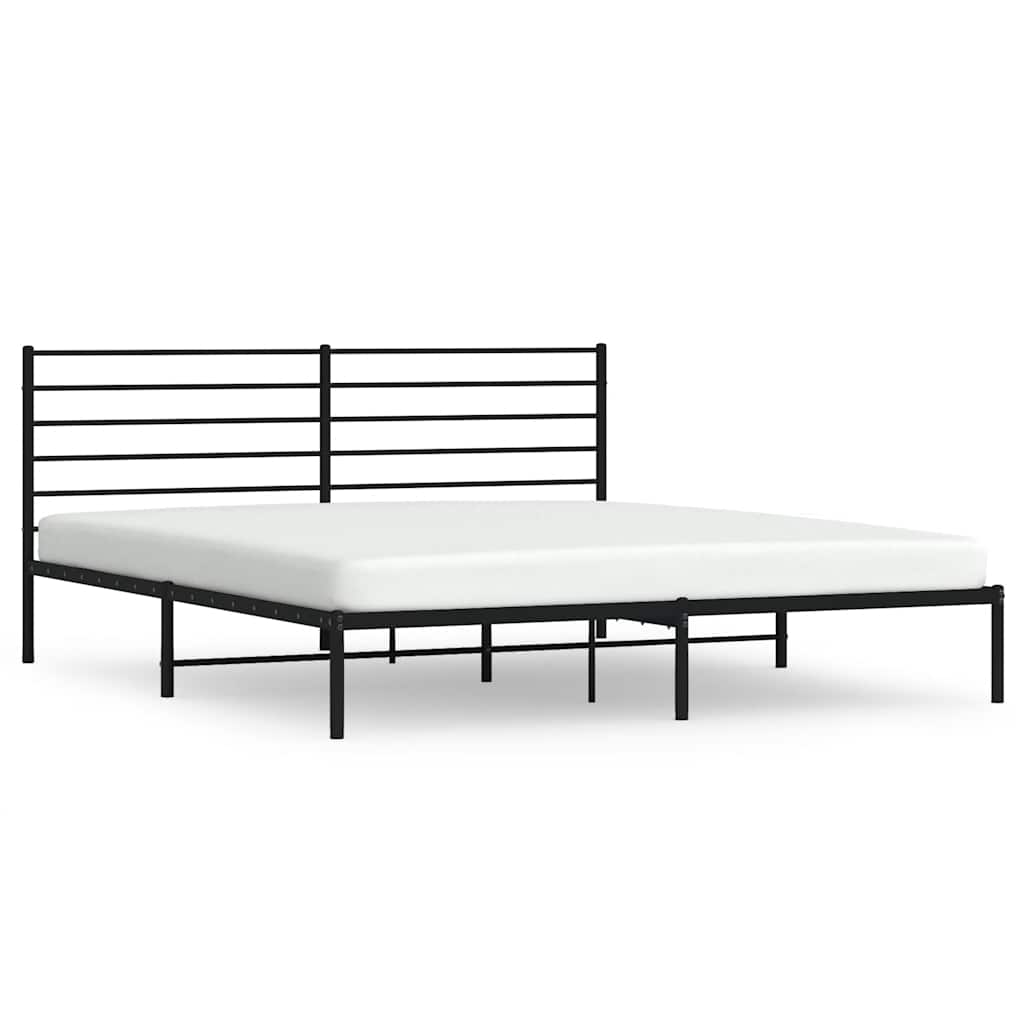 Bed Frame Black Powder-Coated Steel Full Bed Frame Rectangular
