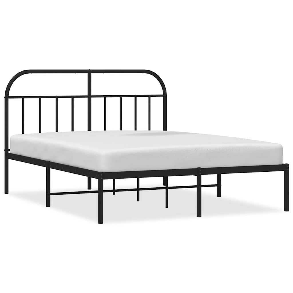 Bed Frame Black Powder-Coated Steel Full Bed Frame Rectangular