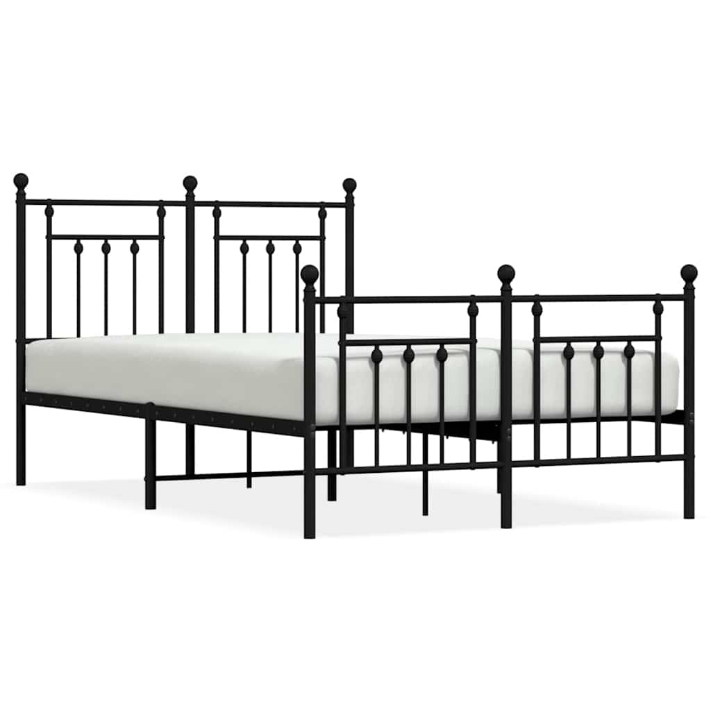 Bed Frame Black Powder-Coated Steel Full Bed Frame Rectangular