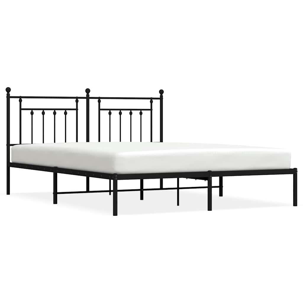 Bed Frame Black Powder-Coated Steel Full Bed Frame Rectangular