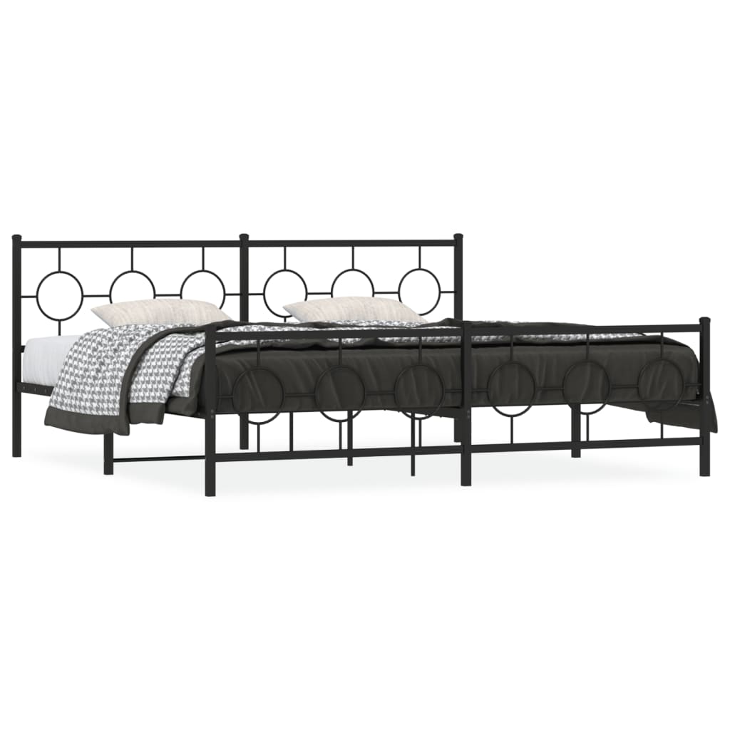 Bed Frame Black Powder-Coated Steel Full Bed Frame Rectangular