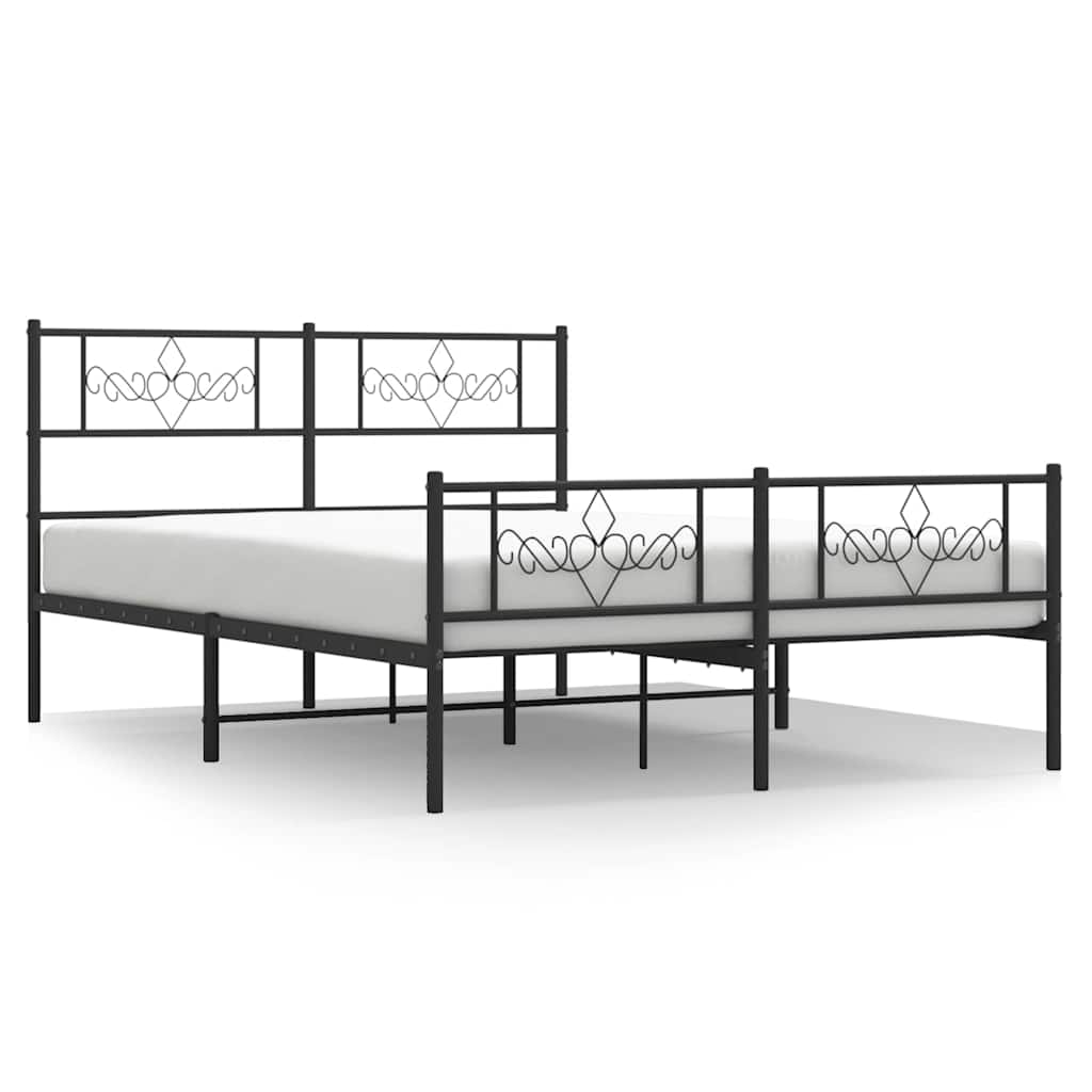 Bed Frame Black Powder-Coated Steel Full Bed Frame Rectangular