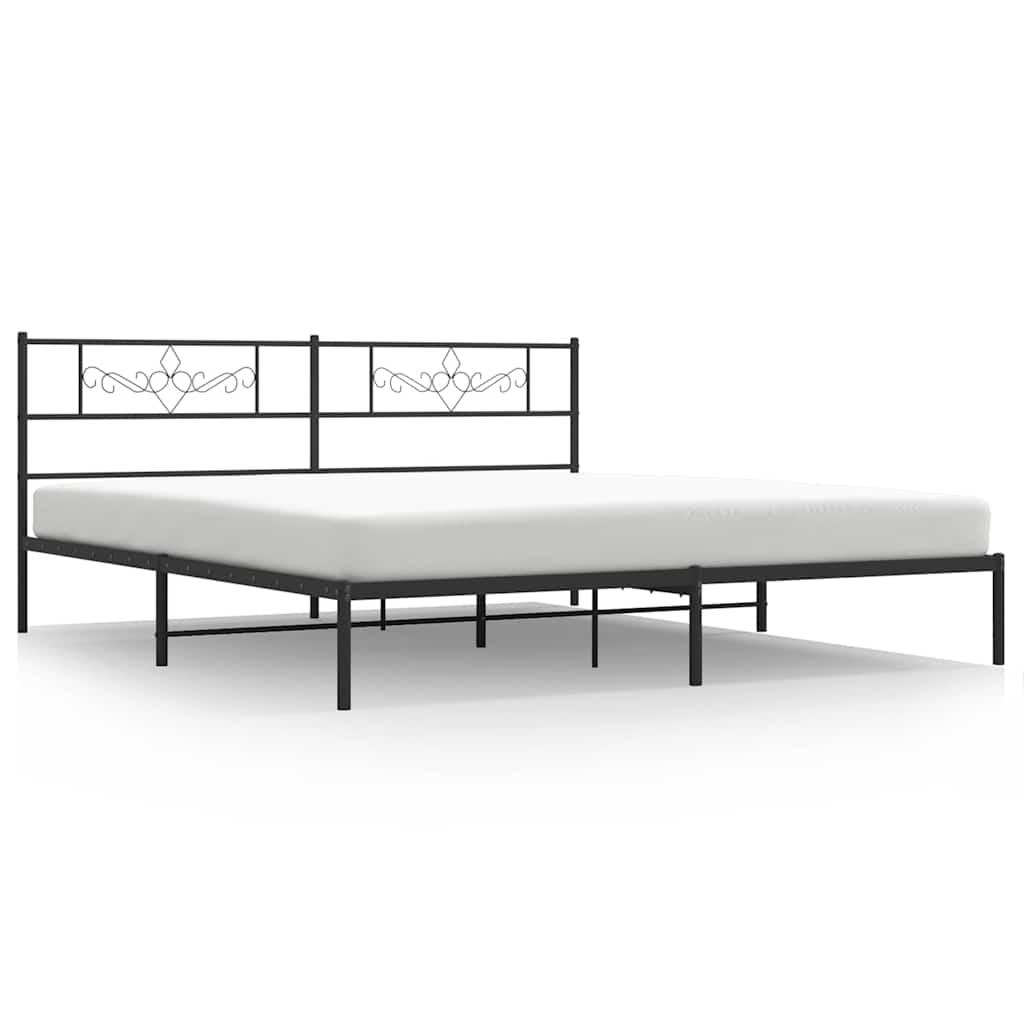 Bed Frame Black Powder-Coated Steel Full Bed Frame Rectangular
